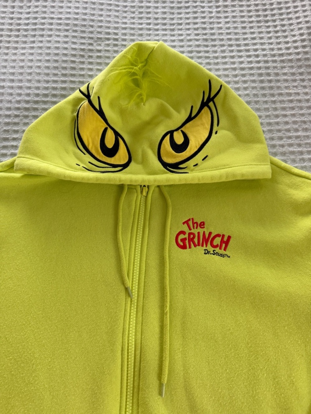 The Grinch Official Neon Green Zip-Up Hoodie. Size M - Picture 3 of 6
